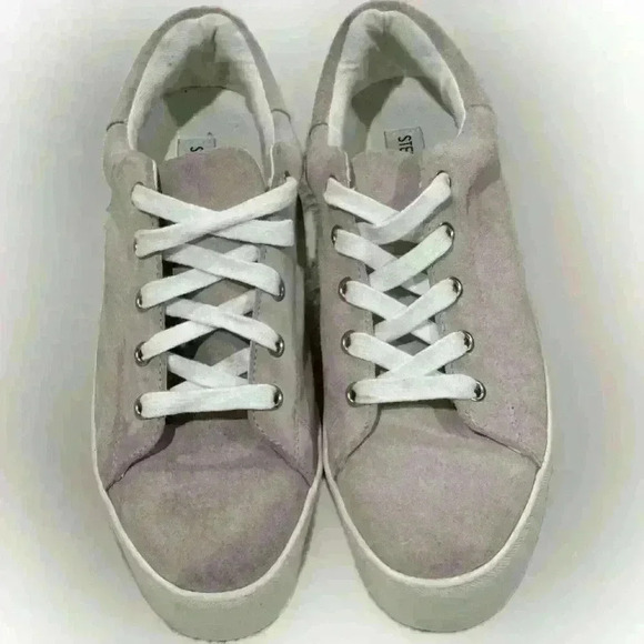 Steve Madden Palmer Platform Sneakers 9M Pink Cream Suede Y2K Soft Chunky - Picture 5 of 9